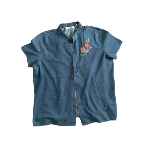 Victoria Jones | Denim Chambray Button Down Shirt - Picture 1 of 11